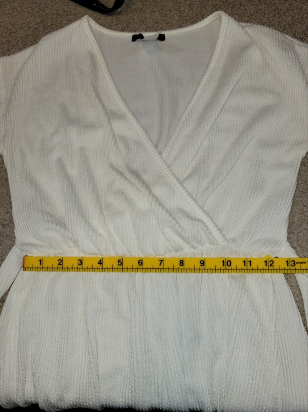 Caution To The Wind Cream Ribbed Wrap Romper with Tie Size Medium - Picture 8 of 10